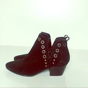 Sam Edelman Black Suede Ankle Booties Grommets